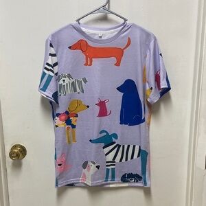Playful Dog Print Short Sleeve Tee